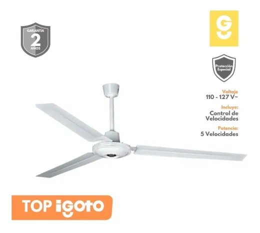 Imagen de VENTILADOR INDUSTRIAL DE 56" 70w 127v BLANCO IGOTO (emplayado)