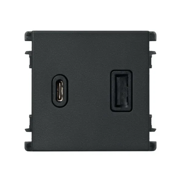 Cargador USB Doble A+C Quickcharge 3.1A - Grafito Simon 26