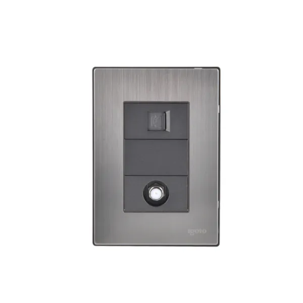 Placa Inox INOX202O 1 Toma de Teléfono y 1 Toma Coaxial Acero Inoxidable