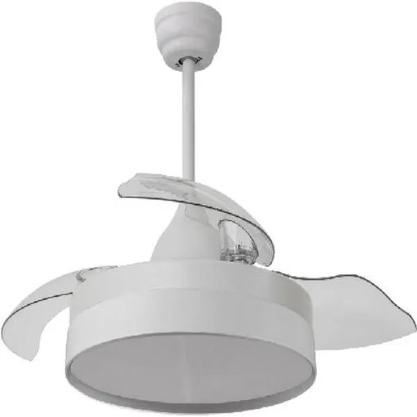 VENTILADOR DECORATIVO 42 / LUZ LED DE 18W INTEGRADA CONTROL DE 6 VEL. MOD. LUCERNA BLANCO - TRANSPARENTE IGOTO