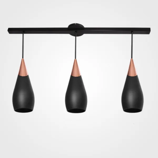 CANDIL DECORATIVO LUMINARIO COLGANTE 3 PZAS ACERO NEGRO DETALLE COBRE CEPILLADO MAXXI AMERICA