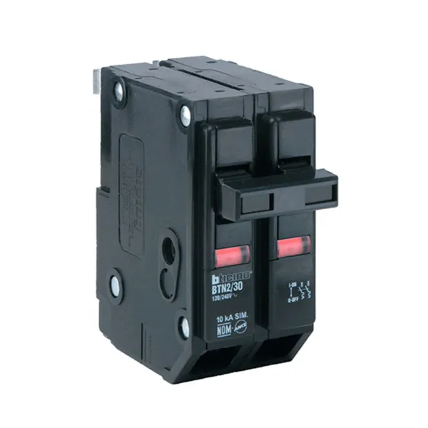 INTERRUPTOR TERMOMAGNETICO ENCHUFABLE 2X10A 120-240V 10KA BTPLUG MARCA BTICINO