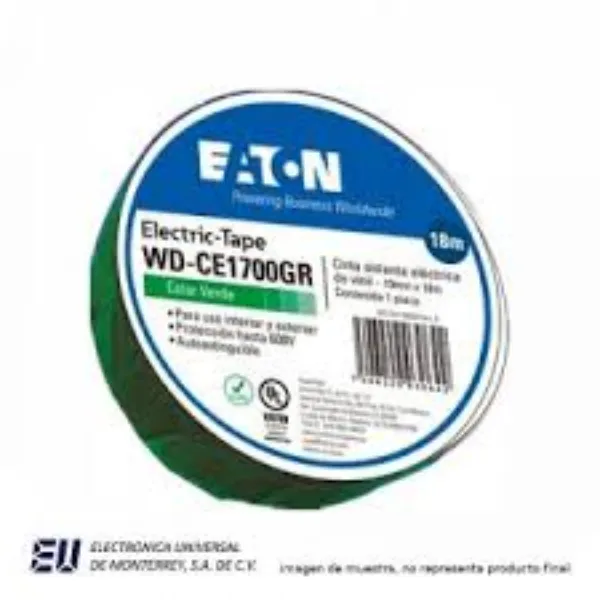 CINTA DE AISLAR COLOR VERDE .018X18M  MARCA EATON