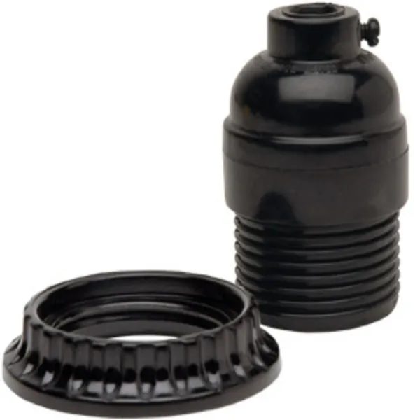 PORTALAMPARAS E-26 SP-7021 NEGRO FENOLICO  MARCA SUPPLIER