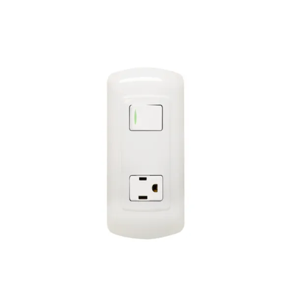 PLACA PLASTICA EVO EL-A15B 1 APAGADOR SENCILLO Y 1 CONTACTO 10A 127V BLANCO MARCA SUPPLIER