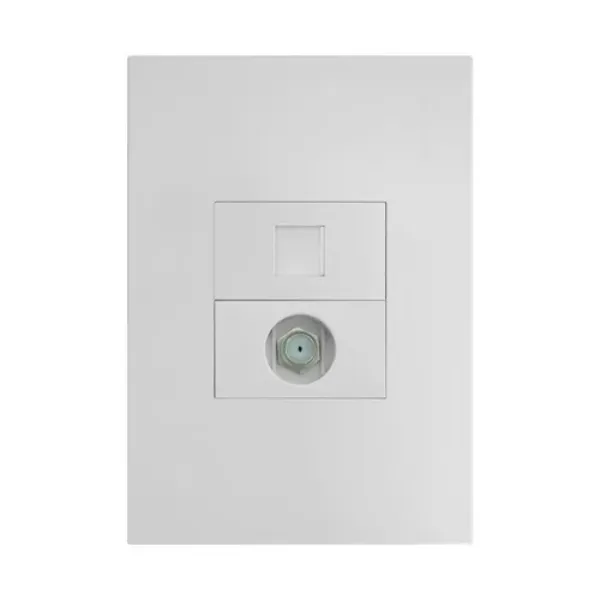 PLACA ARMADA VSERIES CON MECANISMO TOMA COAXIAL SALIDA T.V. BLANCO IGOTO