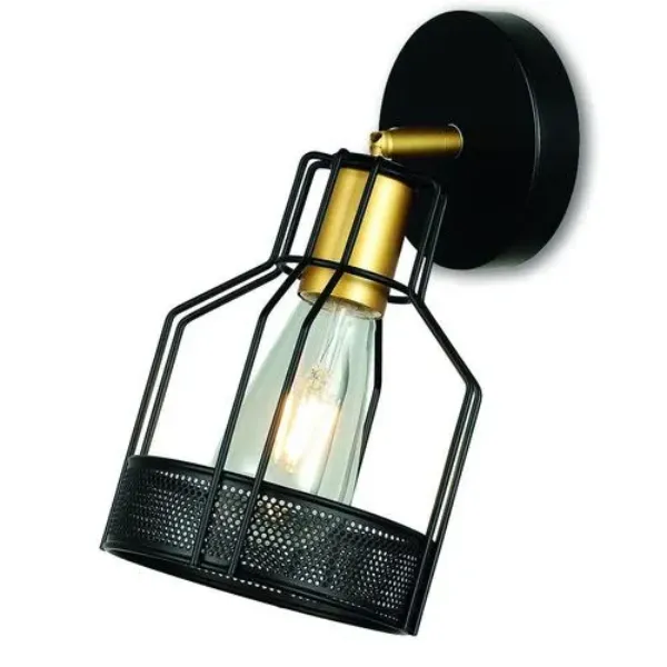 LUMINARIA DE PARED 1 X 60W LUCENA DORADO-NEGRO COMERCIAL 2G