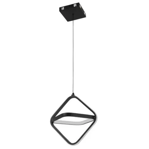 LUMINARIA COLGANTE LED PANTALLA ROMBO CONTROL REMOTO Y APP 10W NEGRO COMERCIAL 2G