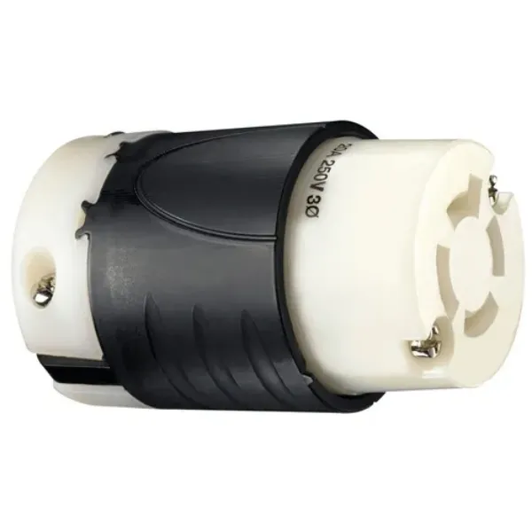 CONECTOR 3P4H 20A 250V IP20 NEMA NEGRO-BLANCO TURNLOCK