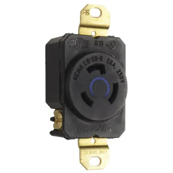 RECEPTACULO 2P3H 20A 250V NEMA NEGRO TURNLOCK